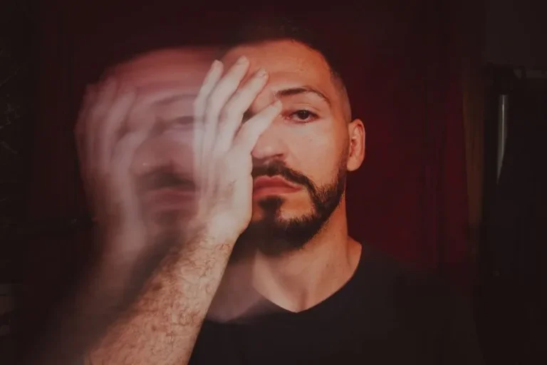 double exposure of mans face moving
