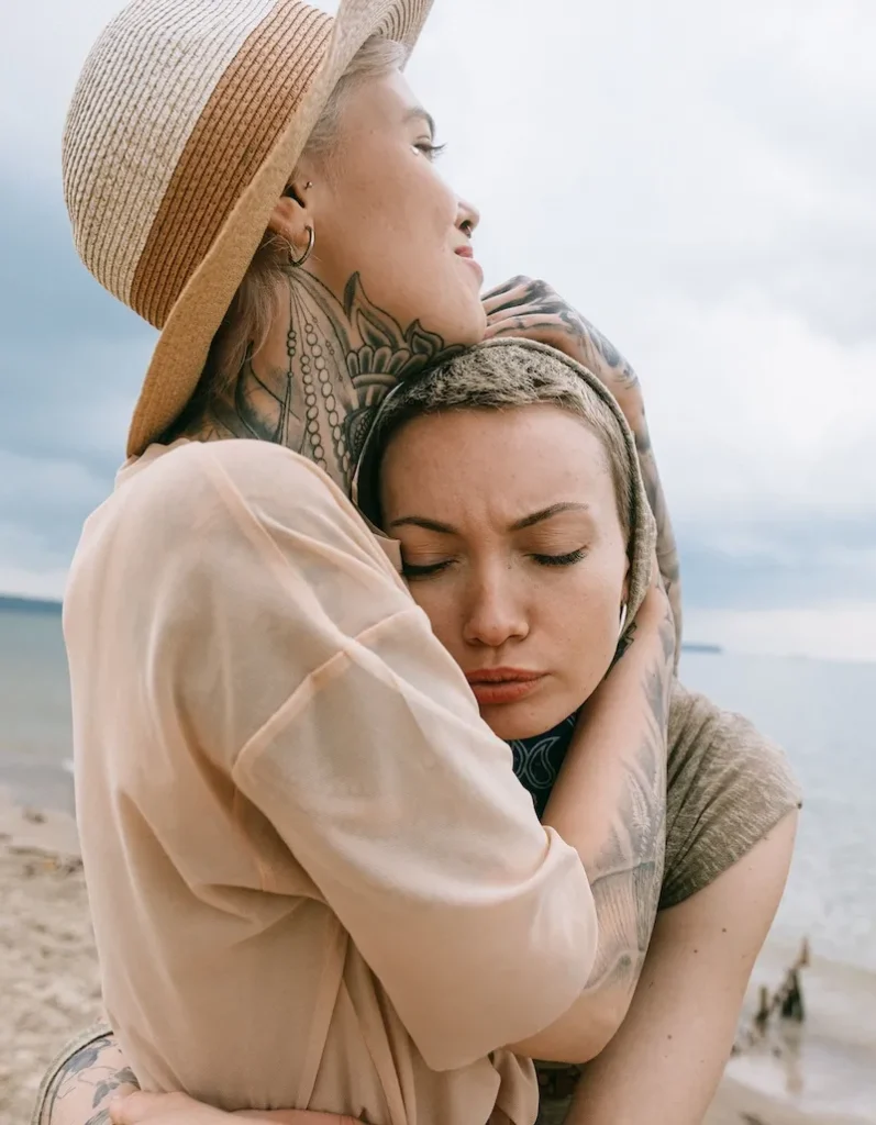 couple embracing at beach