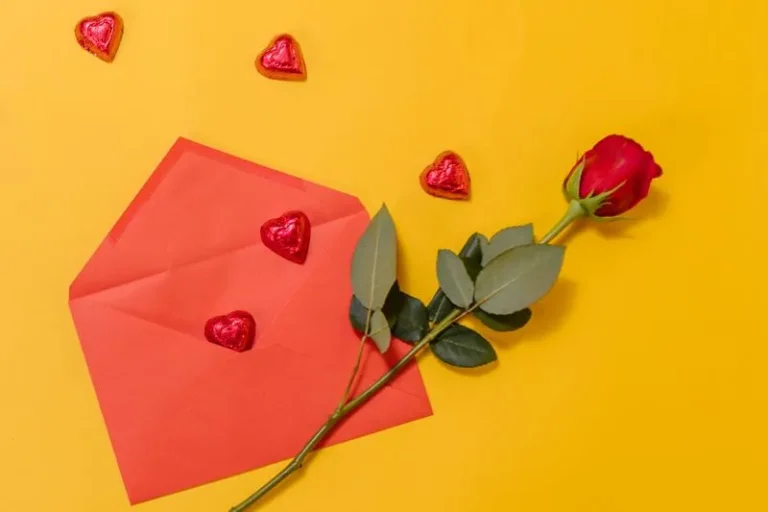 rose and heart shaped chocolates