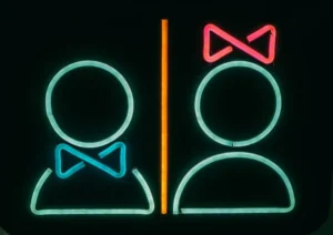 neon sign showing gender stereotypes