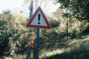 warning sign in countryside