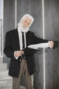 man with clipboard looking like expert