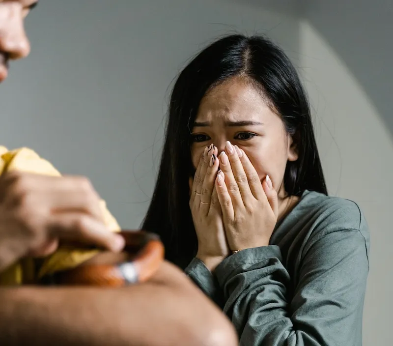 woman scared of snake
