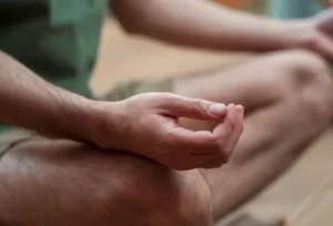 close up of man meditating