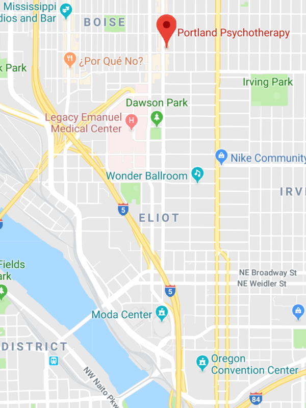 Map to Portland Psychotherapy Clinic