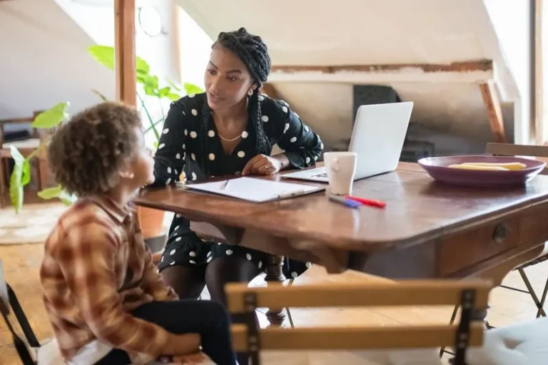 mother talking to child