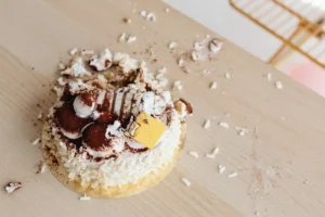 professional looking cake crumbled on top