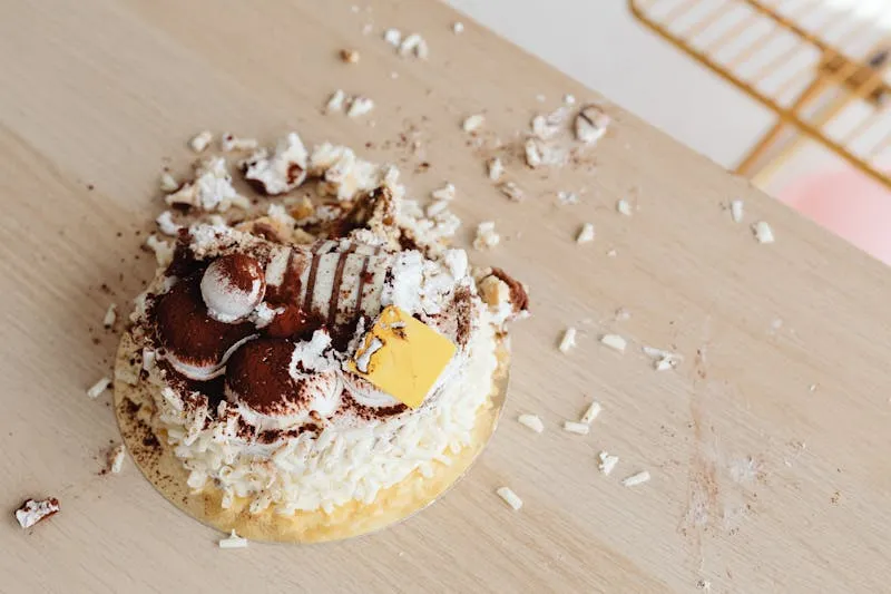professional looking cake crumbled on top