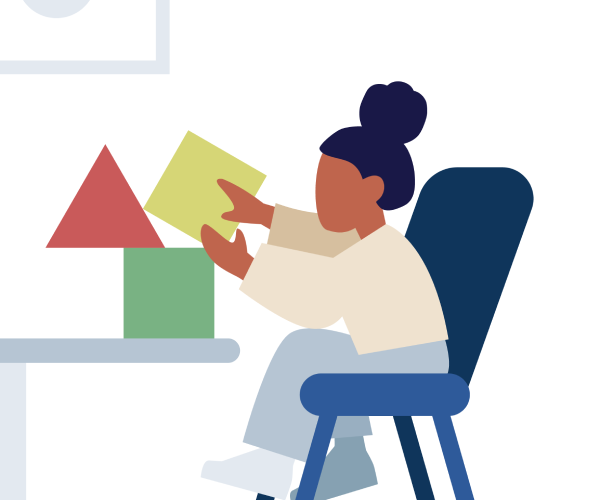 illustration of child building with blocks