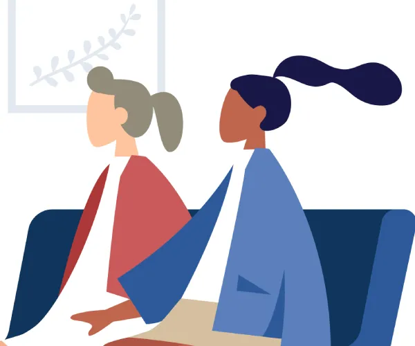 illustration of couple sitting on sofa together