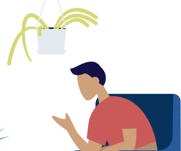 illustration of teenager sitting on armchair talking