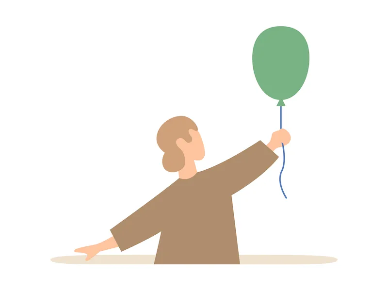 illustration of child reaching out holding balloon
