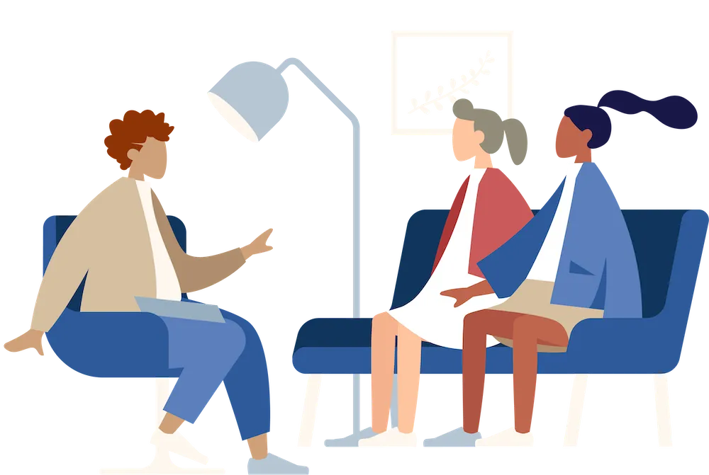 illustration of couple in therapy session