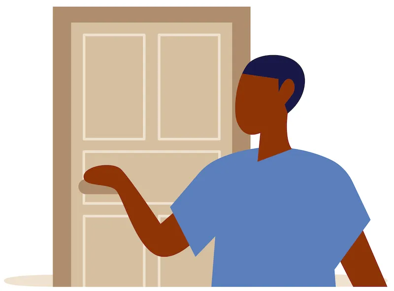 illustration of man opening door