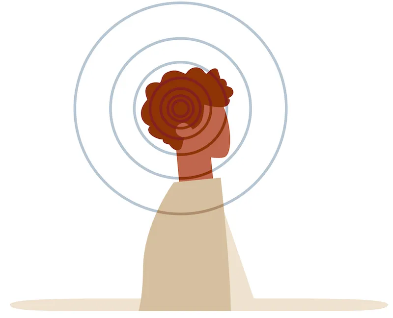 illustration of man with circles radiating from brain