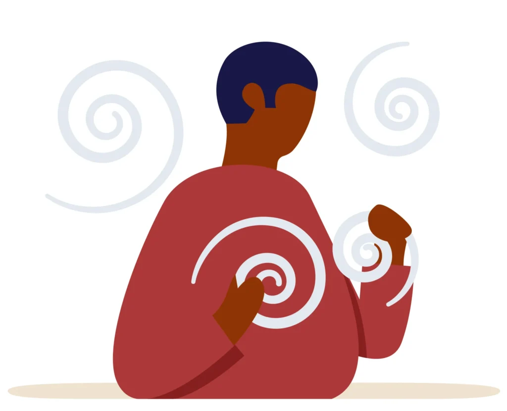 illustration of person holding spirals