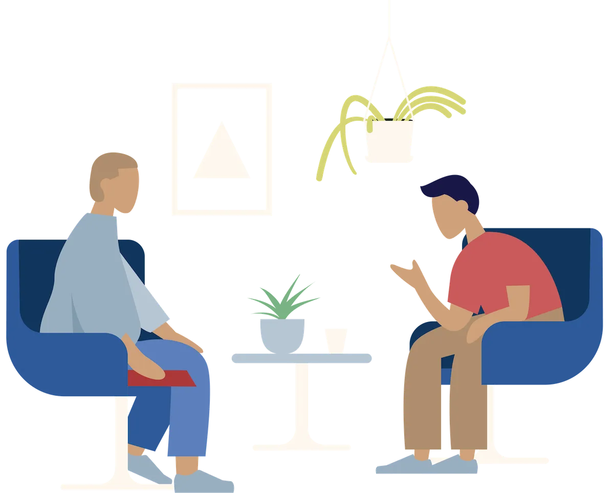 illustration of teenager talking to therapist