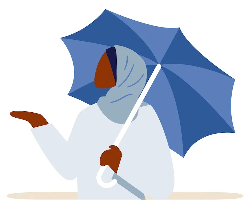 illustration of woman holding umbrella