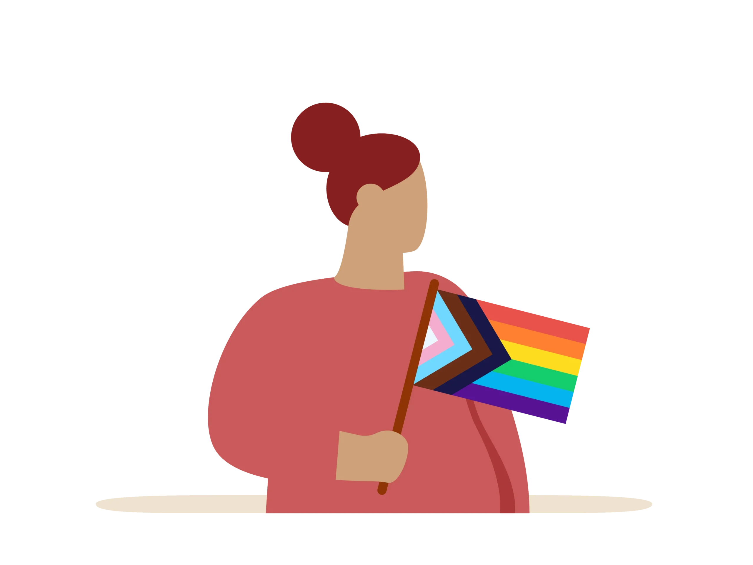 illustration of woman flying progress flag