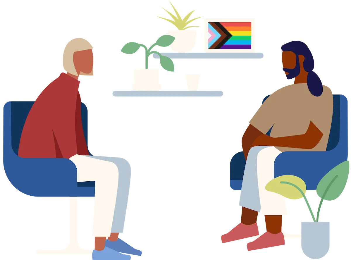 illustration of man in therapy session